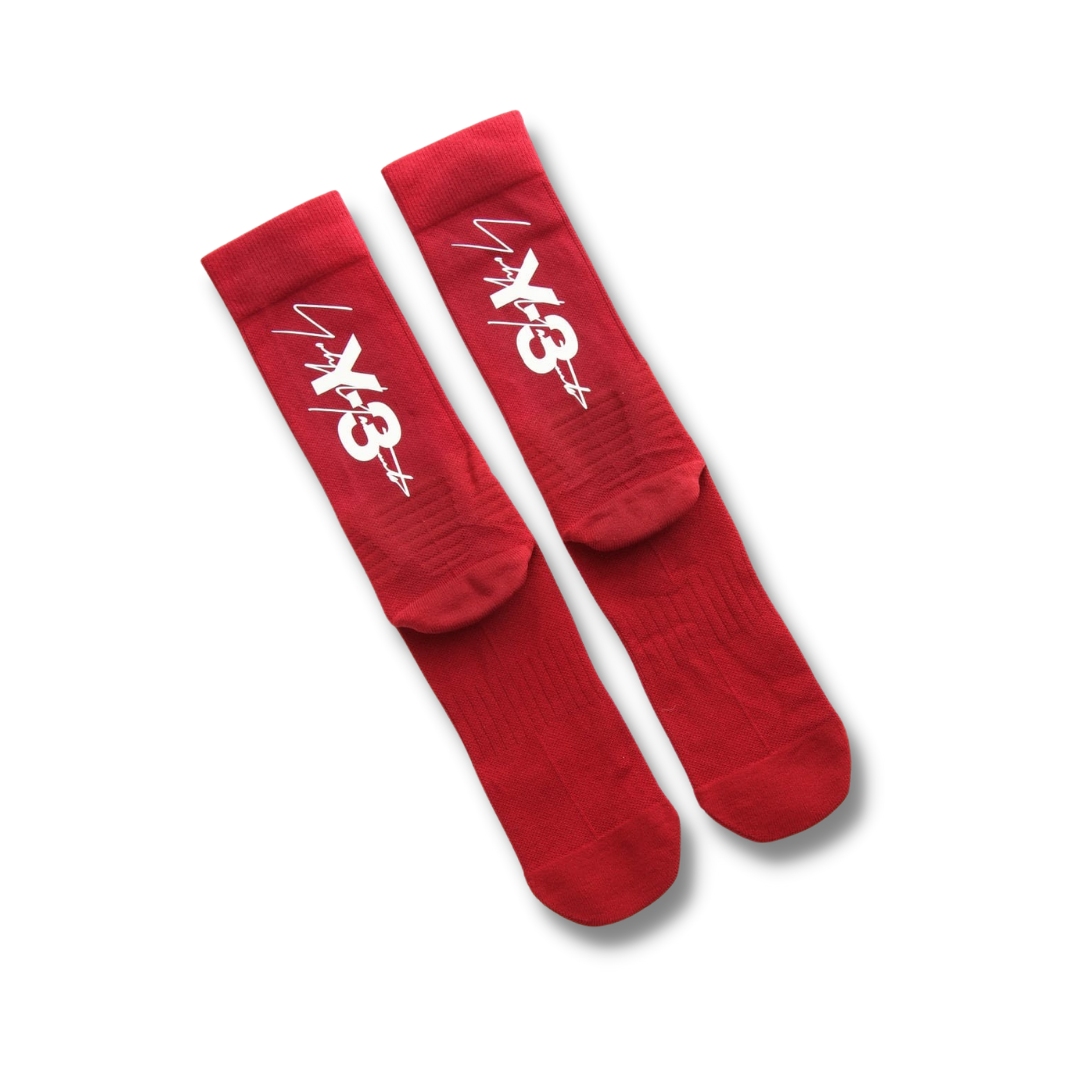 Y3 Socks - Burgundy/White